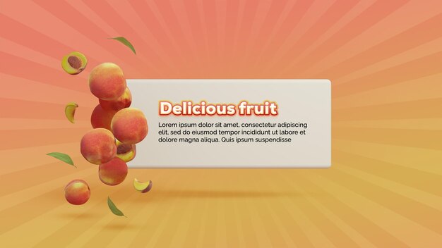 PSD diseño de banner promocional de negocios de frutas con concepto renderizado en 3d