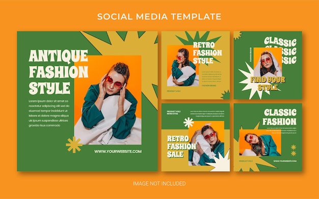 Diseño de banner de publicación de redes sociales de moda retro de verano