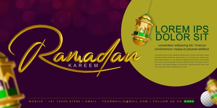 PSD diseño de banner ramadan kareem renderizado en 3d con fondo editable