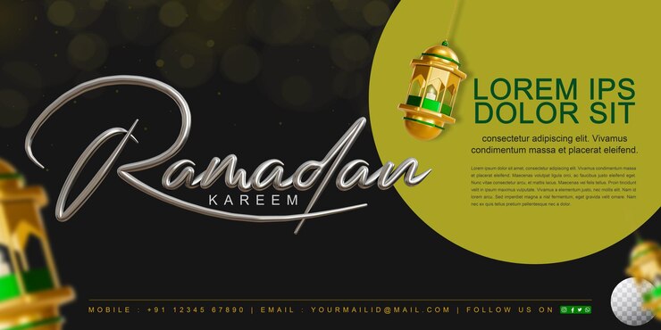 PSD diseño de banner ramadan kareem renderizado en 3d con fondo editable