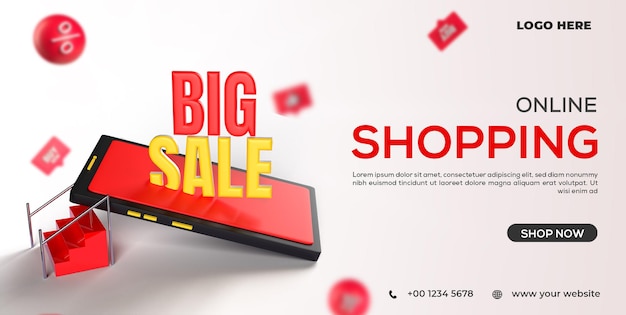 Diseño de banner de redes sociales de compras en línea de gran venta