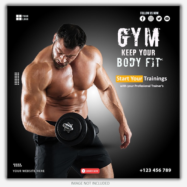 Diseño de banner de redes sociales GYM