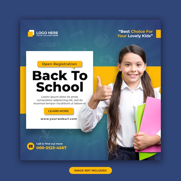 Diseño de banner de redes sociales de regreso a la escuela