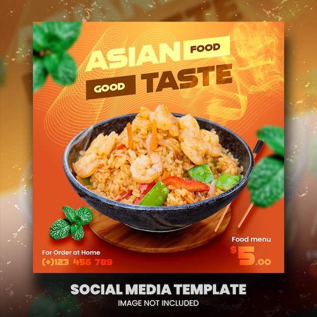 Diseño de banner de redes sociales de sabor asiático
