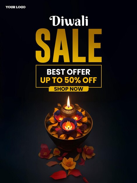 PSD diseño de banner de venta de fiesta de diwali feliz de psd