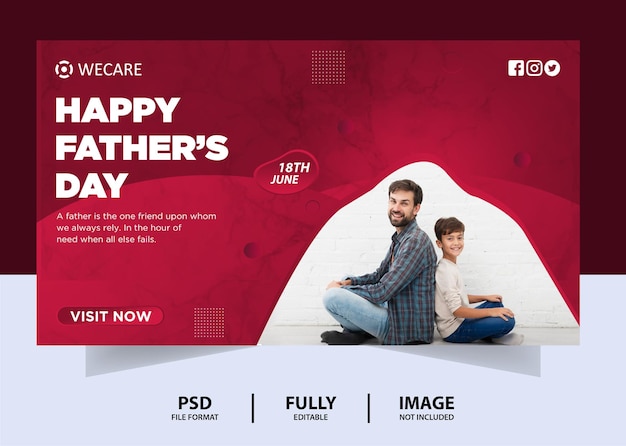 Diseño de banner web del día del padre de color claro merron