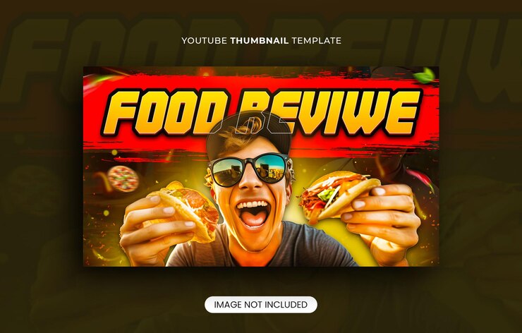 Diseño de banner web y miniatura del canal de youtube de Food Review