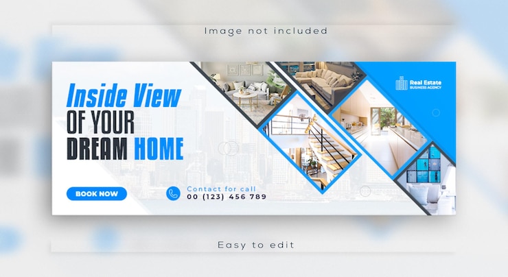 PSD diseño de banner web para ventas de casas modernas de bienes raíces y diseño de plantilla de portada de facebook