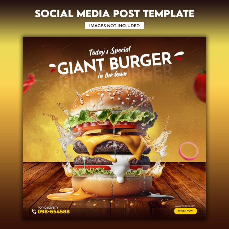 Diseño de banners promocionales de redes sociales para anuncios gigantes de hamburguesas
