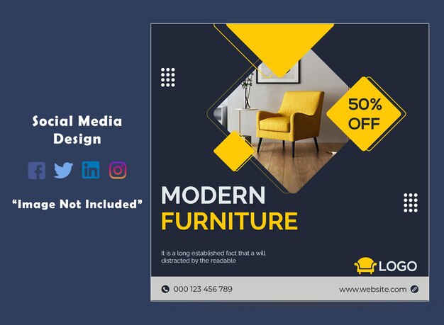 PSD diseño de banners de venta de muebles modernos en las redes sociales y publicación en instagram