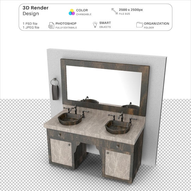 Diseño de baño Modelación 3D Archivo PSD