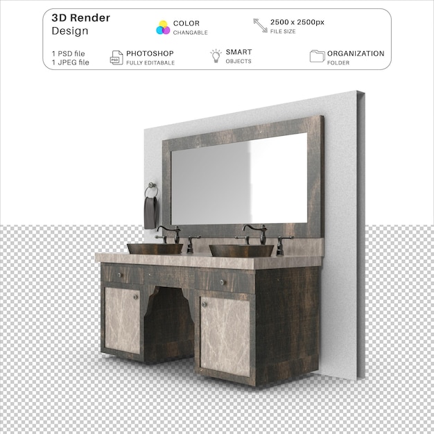 Diseño de baño Modelación 3D Archivo PSD