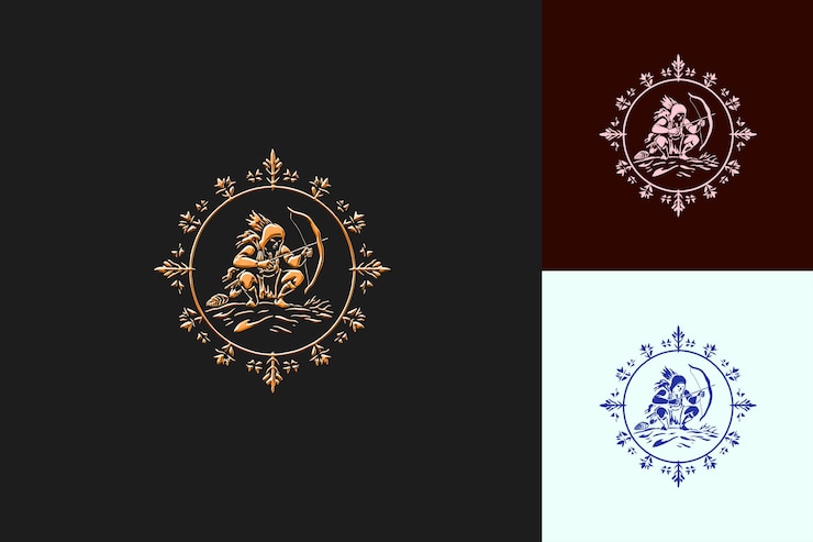 PSD un diseño para un barco y un barco con un marco de oro