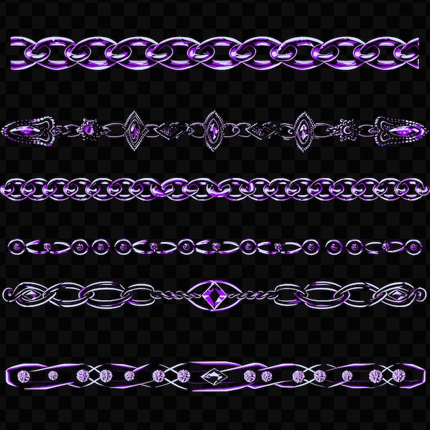 PSD diseño de bordes de cadenas metálicas con acentos de piedras preciosas y línea de arte de tradición de geo scribble
