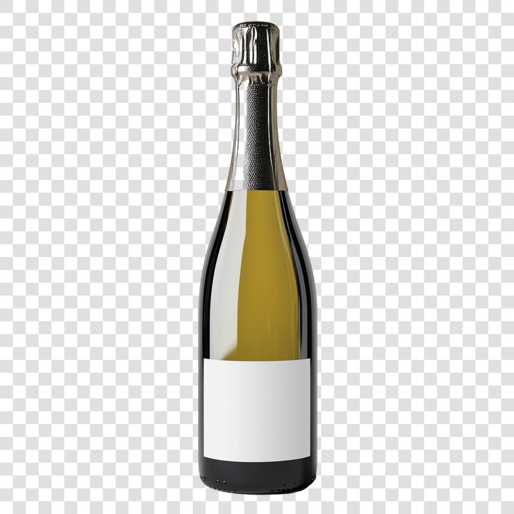 PSD diseño de botella de champán con etiqueta