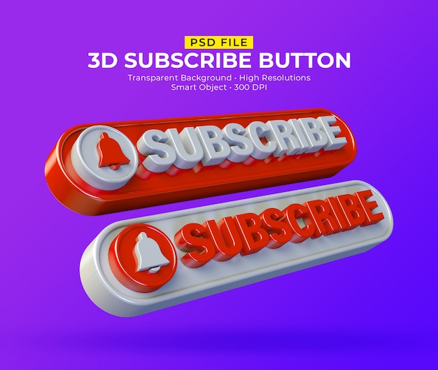 Diseño de botón de suscripción 3d