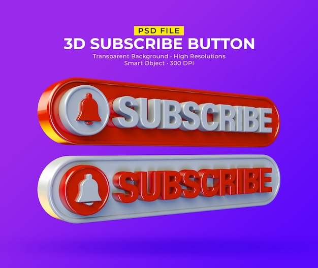 Diseño de botón de suscripción 3d