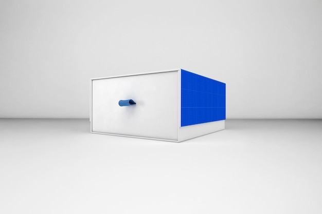 Diseño de caja azul y blanca