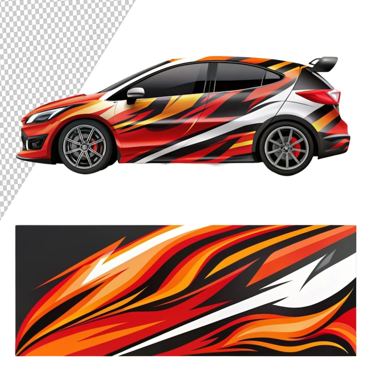 PSD diseño de calcomanía de envoltura de automóviles aislado en un fondo transparente