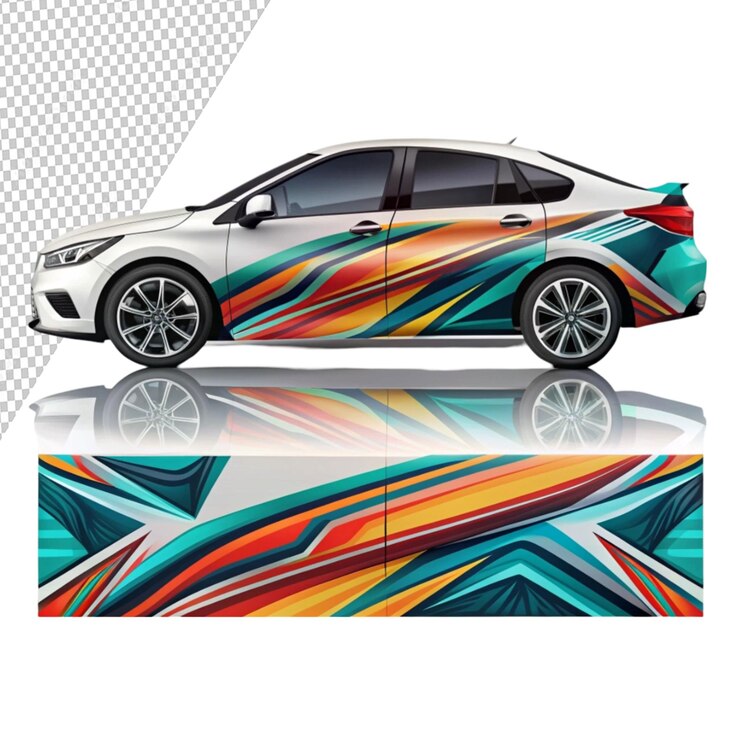 PSD diseño de calcomanía de envoltura de automóviles aislado en un fondo transparente