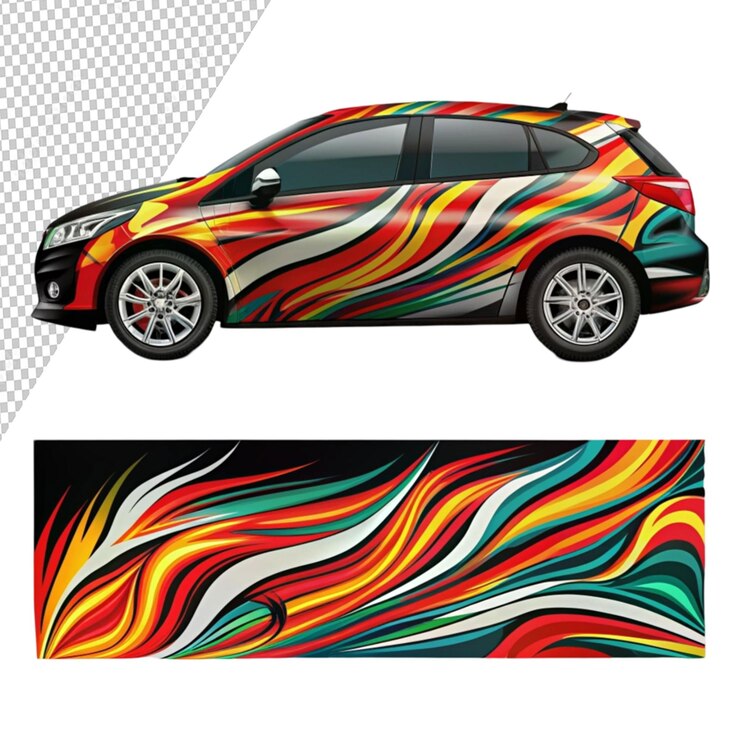 PSD diseño de calcomanía de envoltura de automóviles aislado en un fondo transparente