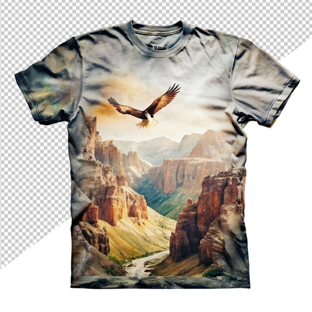 PSD diseño de camiseta de águila en fondo transparente