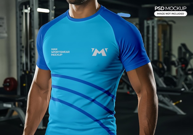 Diseño de camiseta de fitness azul elegante para ropa de gimnasio