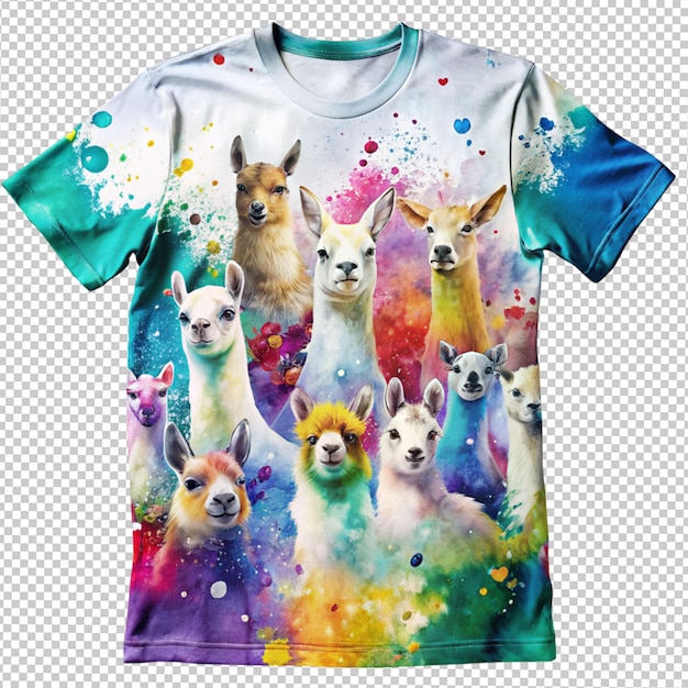 PSD diseño de camiseta de llama sobre un fondo transparente