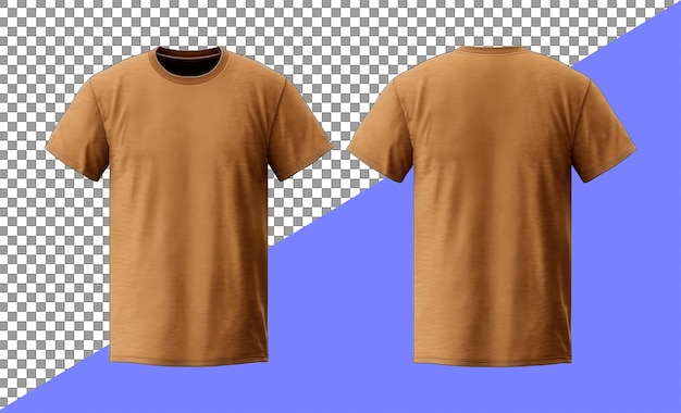 diseño de camiseta marrón liso en la parte delantera y trasera