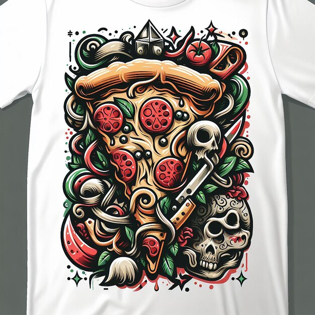 PSD diseño de camiseta de pizza en rodajas