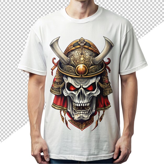 PSD diseño de camiseta samurai en fondo transparente