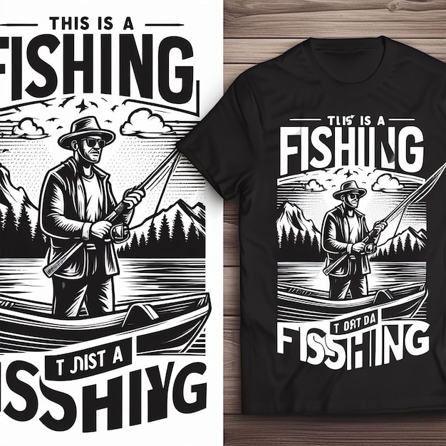 PSD diseño de camisetas de pesca