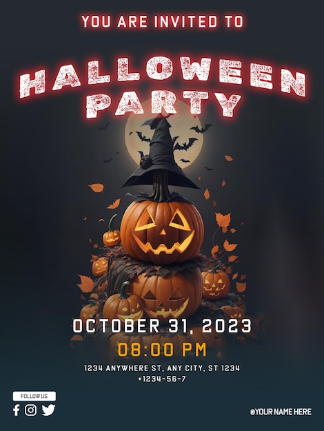 Diseño de cartel de fiesta de halloween psd