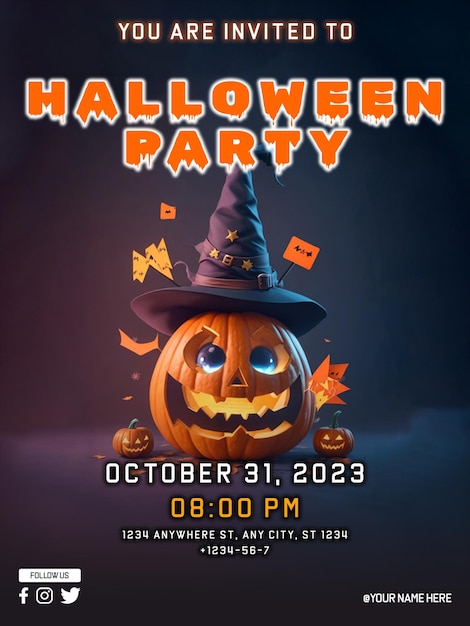 Diseño de cartel de fiesta de halloween psd