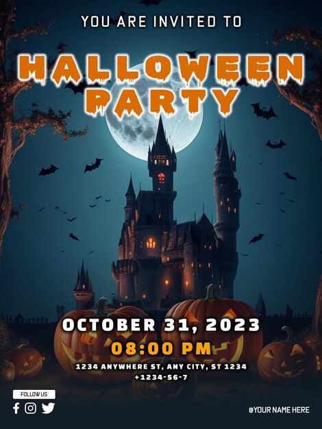 PSD diseño de cartel de fiesta de halloween psd