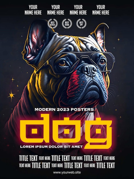 diseño de cartel moderno con fondo de perro