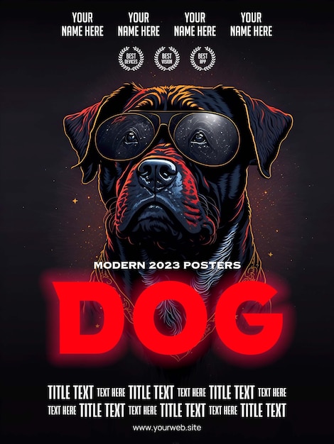 Diseño de cartel moderno con fondo de perro