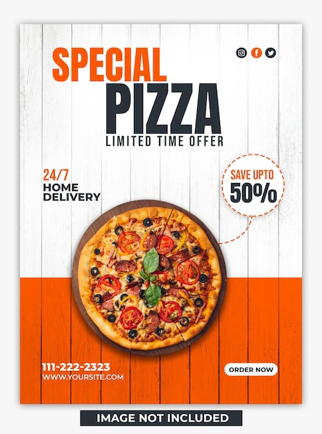 Diseño de cartel de oferta especial de pizza