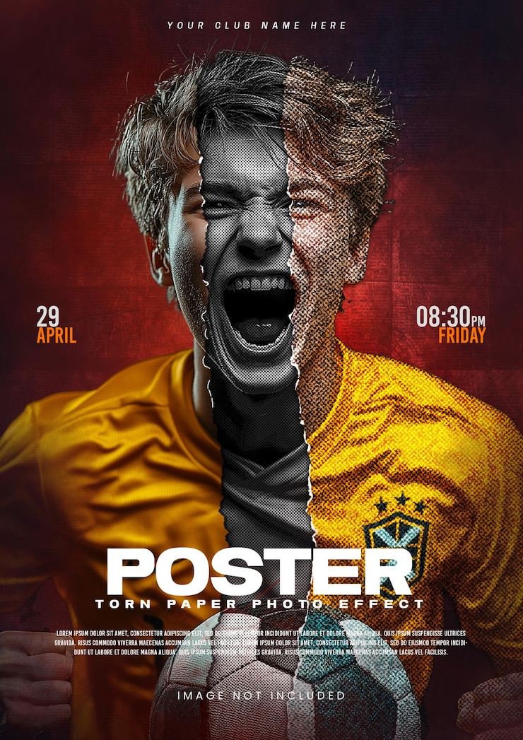 PSD diseño de cartel de papel roto efecto foto de papel roto rasgado