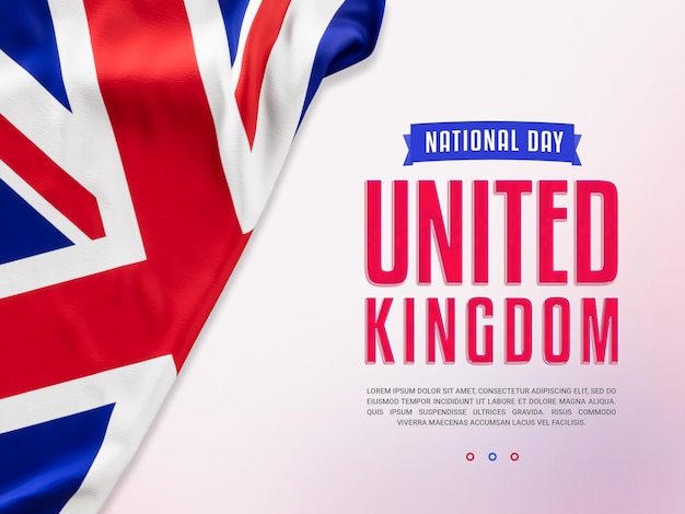 PSD diseño de cartel patriótico del día nacional del reino unido con bandera