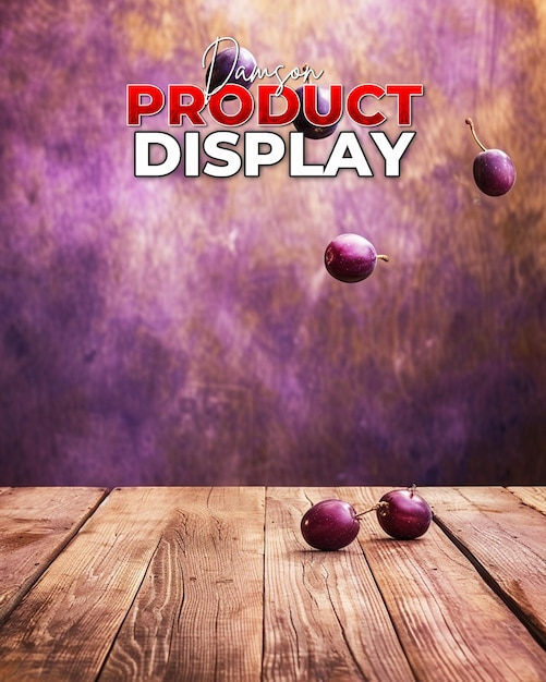 PSD un diseño de cartel para la presentación del producto con damson