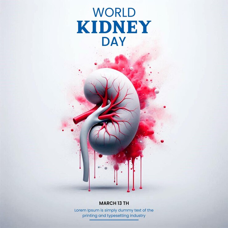 PSD diseño de carteles de la campaña del día mundial del riñón para un ser humano saludable