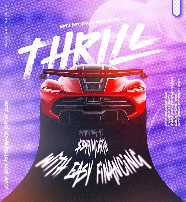 PSD diseño de carteles de coches de carreras