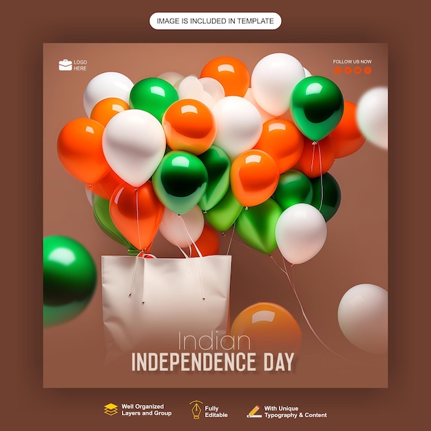 PSD diseño de carteles del día de la independencia de la india