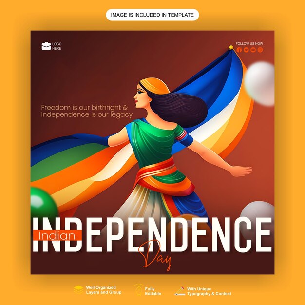 Diseño de carteles del día de la independencia de la india