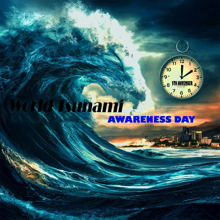 PSD diseño de carteles para el día mundial de concienciación sobre los tsunamis