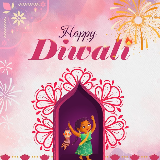 Diseño de carteles encantadores para la celebración de Diwali