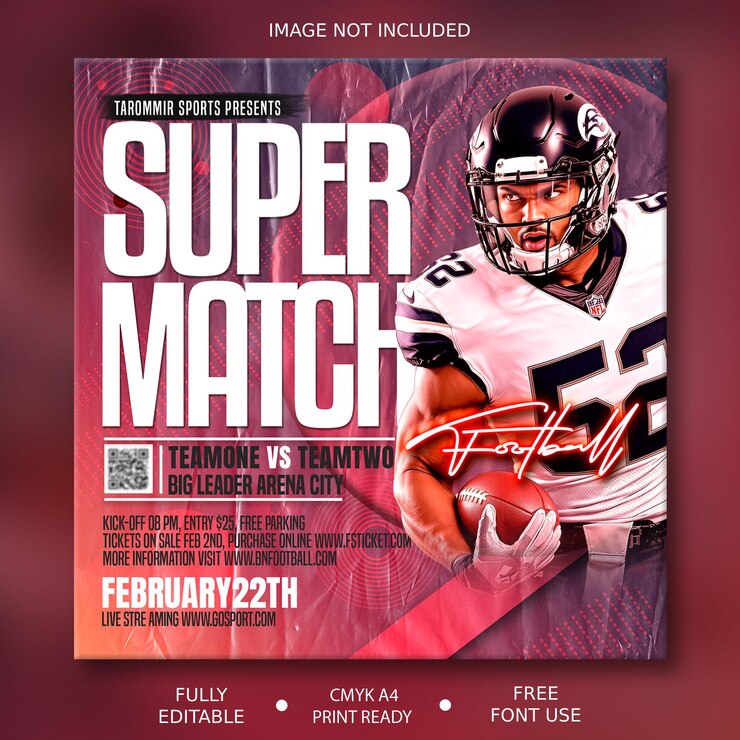 Diseño de carteles de eventos de súper partidos de fútbol americano