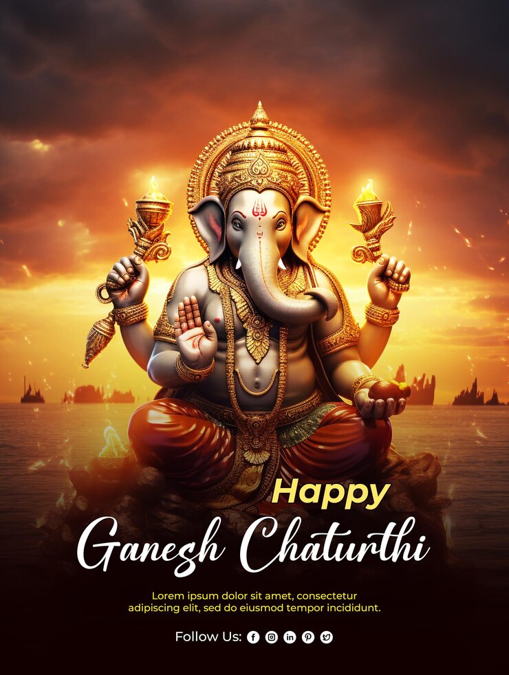 PSD diseño de carteles para el feliz festival de ganesh chaturthi