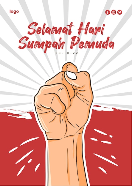 Diseño de carteles de ilustración del día de Sumpah Pemuda